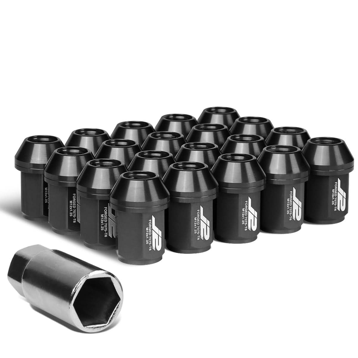 Universal Aluminum Close-End Lug Nuts - M12X1.25 35MM 20PCS Black