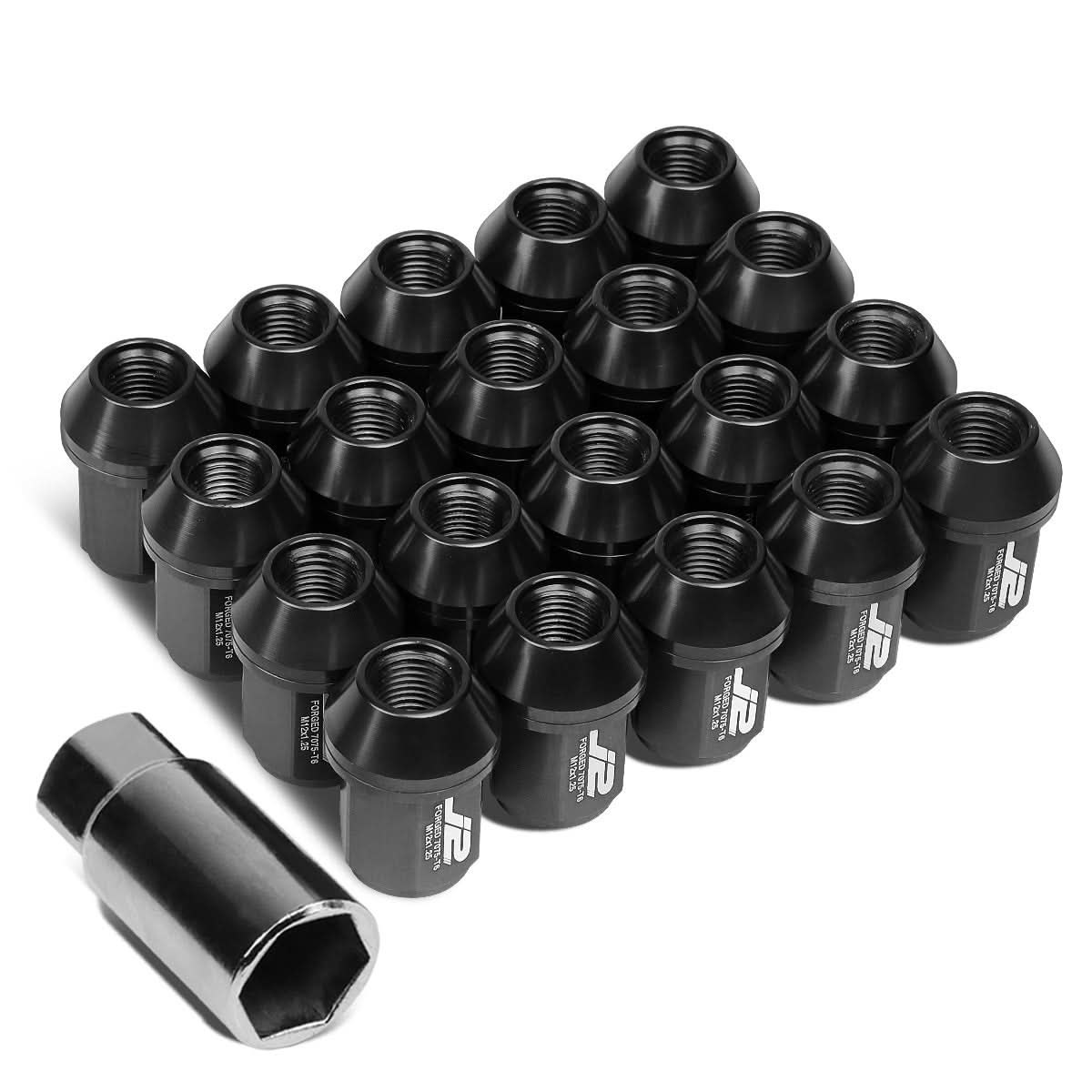 Universal Aluminum Close-End Lug Nuts - M12X1.25 35MM 20PCS Black