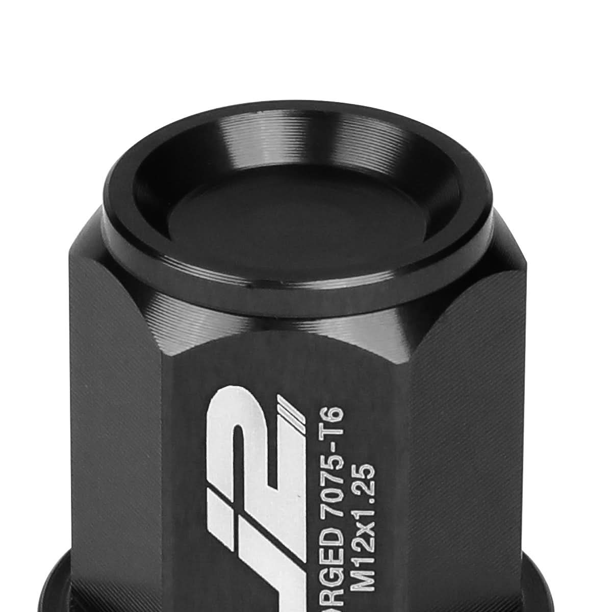 Universal Aluminum Close-End Lug Nuts - M12X1.25 35MM 20PCS Black