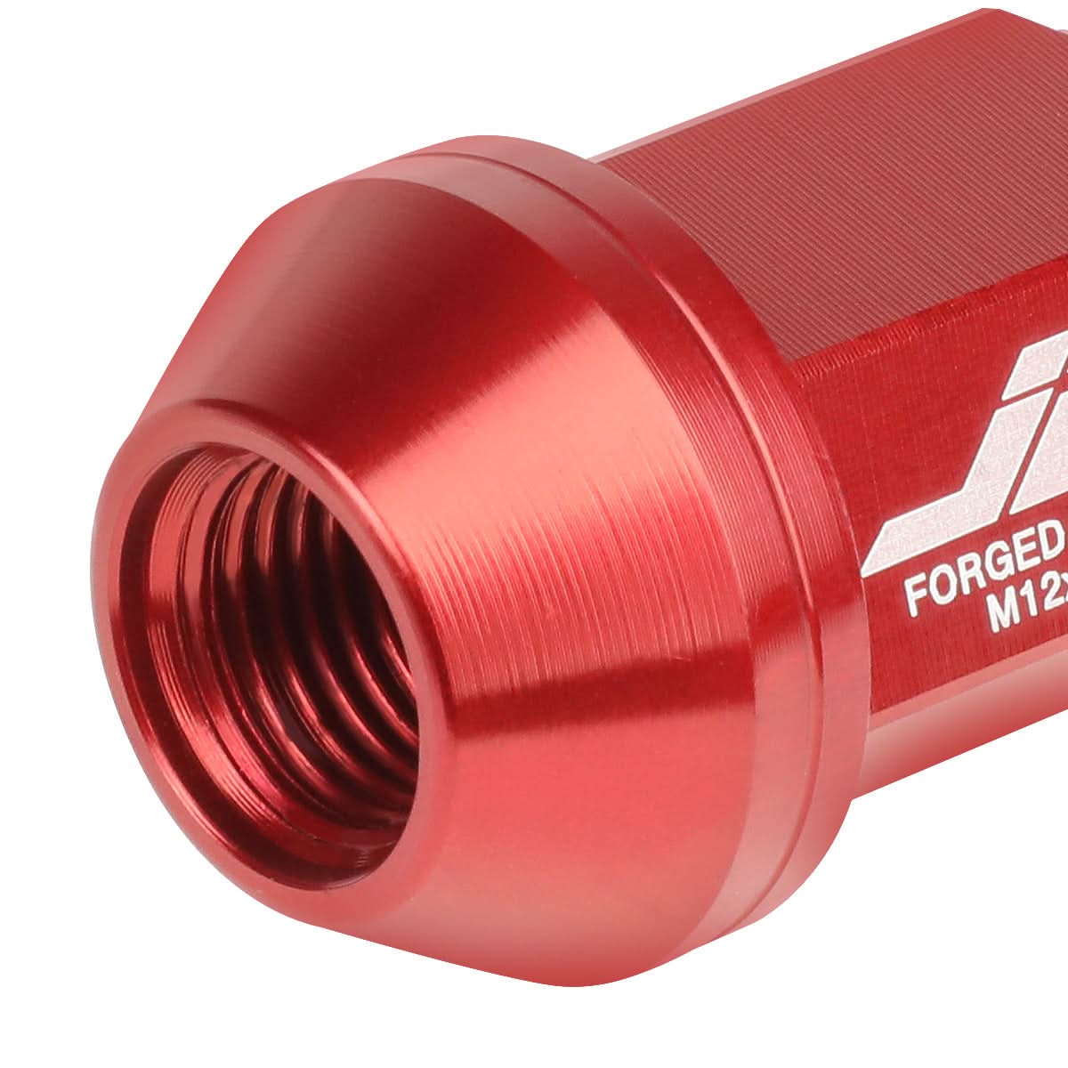 Aluminum Close-End Lug Nuts 35MM M12X1.25 Red 20PCS w/ Adapter