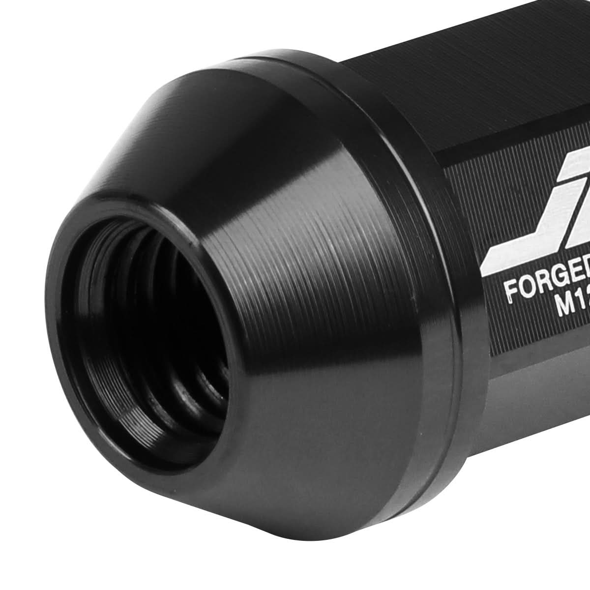 Universal Aluminum Lug Nuts Close End 35mm M12x1.5 20pc with Adapter Black