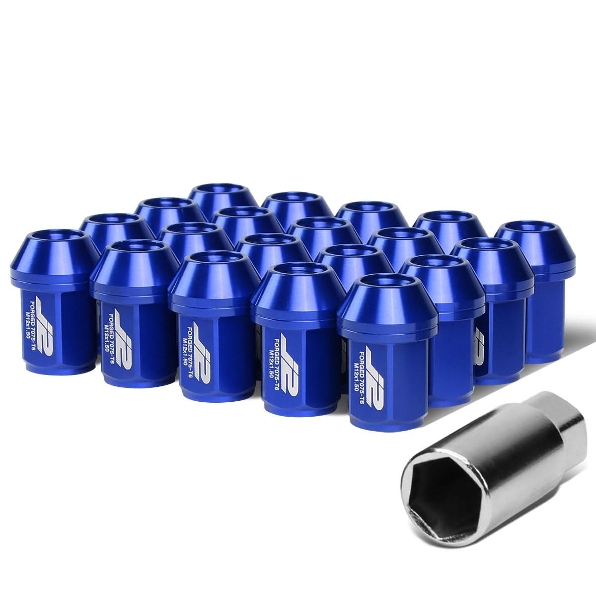 Aluminum Close-End Lug Nuts 35MM M12X1.5 20PCS with Adapter Blue