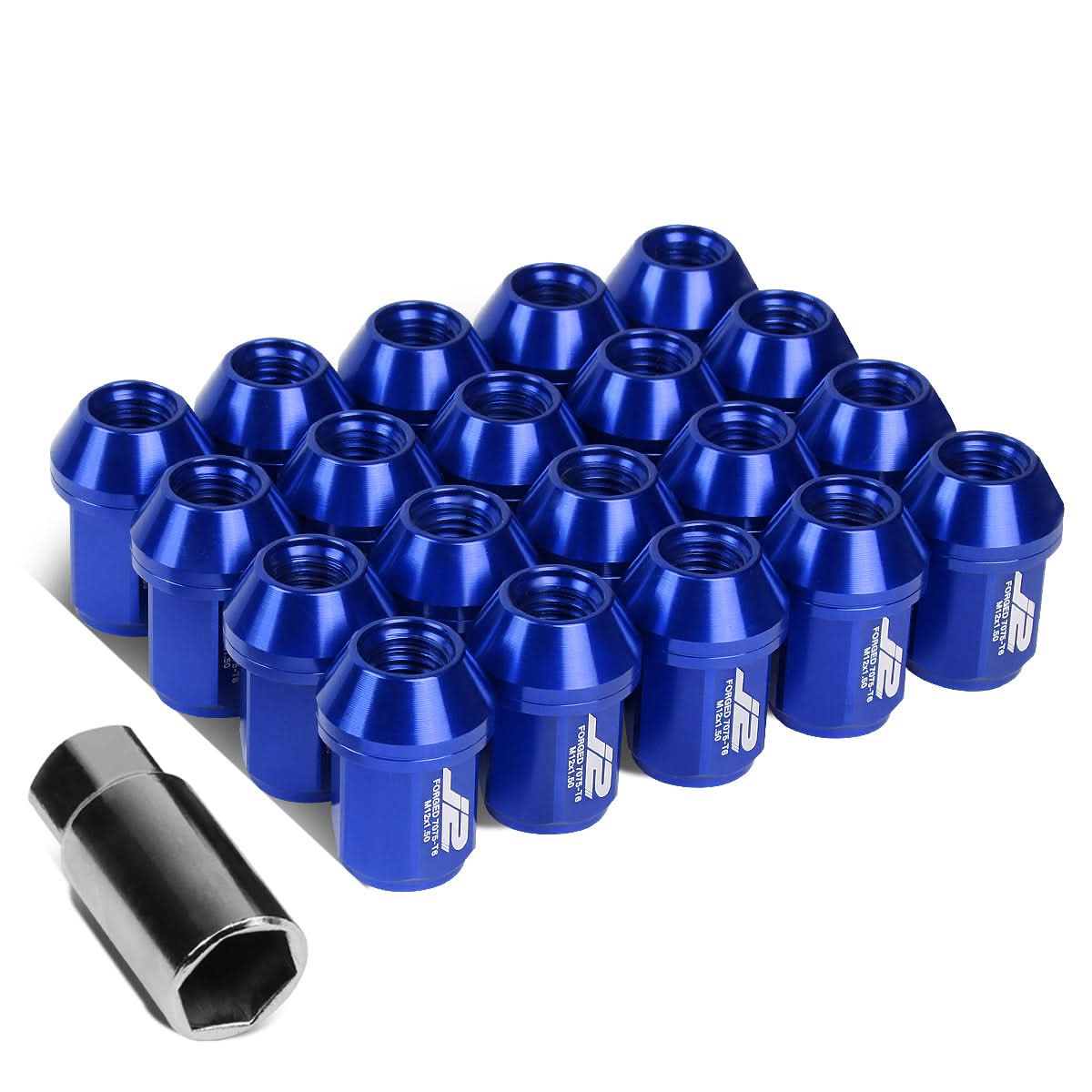 Aluminum Close-End Lug Nuts 35MM M12X1.5 20PCS with Adapter Blue