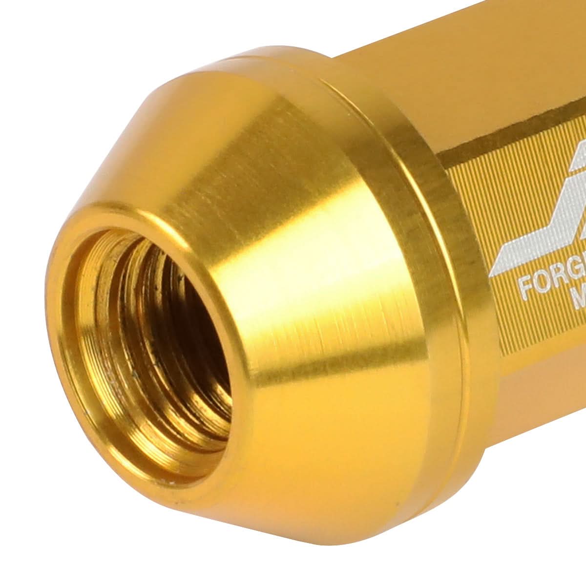 M12x1.5 Close-End Aluminum Lug Nuts 35mm Gold 20pc Set w/ Adapter