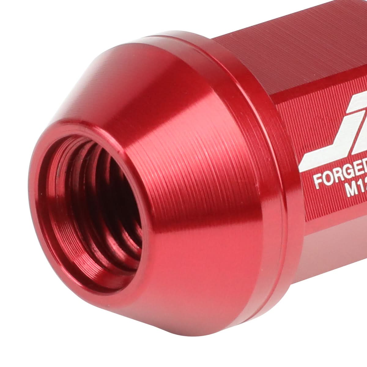 Aluminum Close-End Lug Nuts M12X1.5 35mm Red 20pc Set w/ Adapter