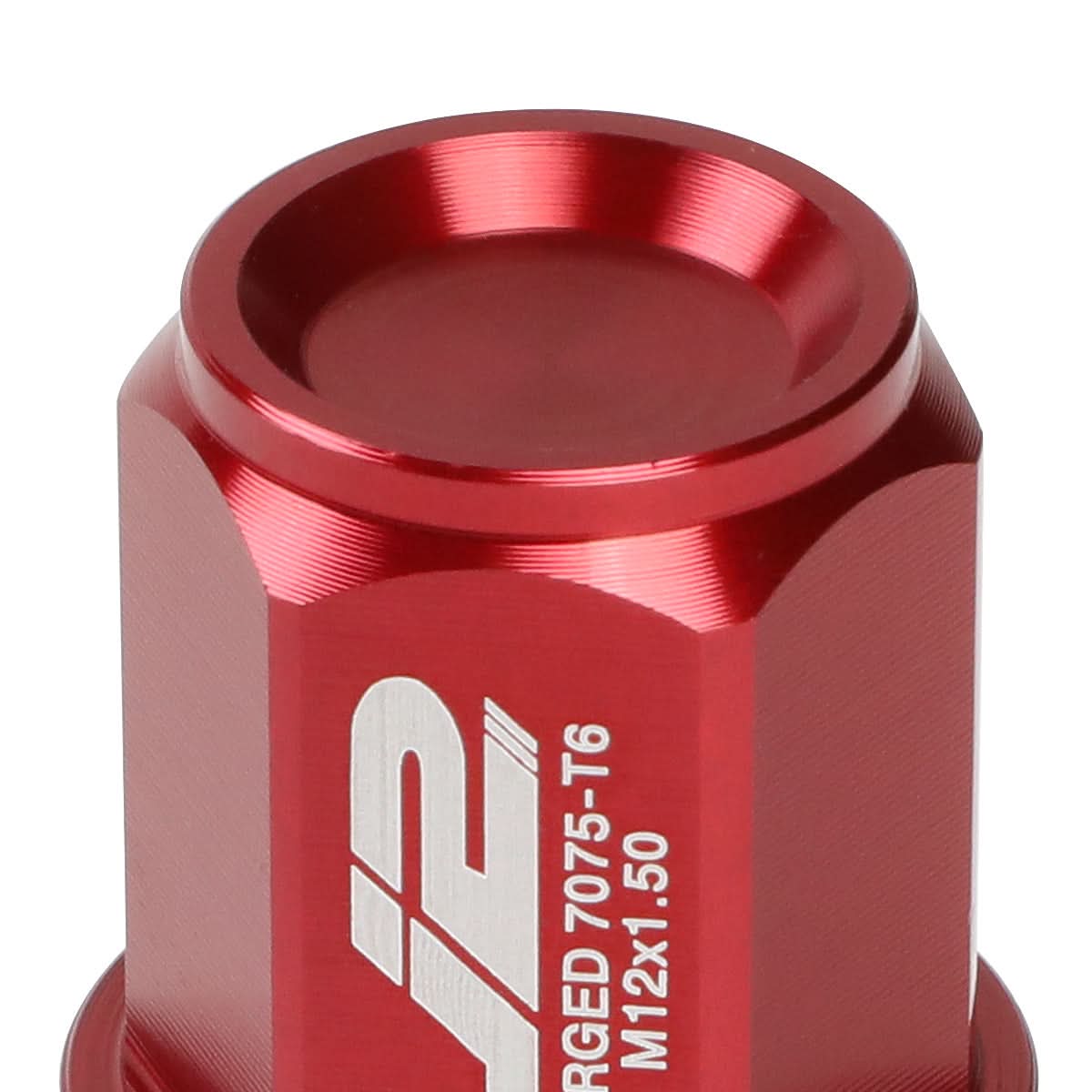 Aluminum Close-End Lug Nuts M12X1.5 35mm Red 20pc Set w/ Adapter