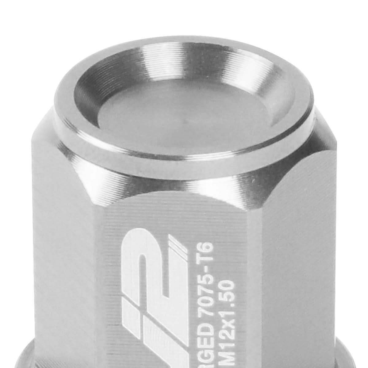 Aluminum Close-End Lug Nuts 35MM M12X1.5 20PCS w/ Adapter Silver