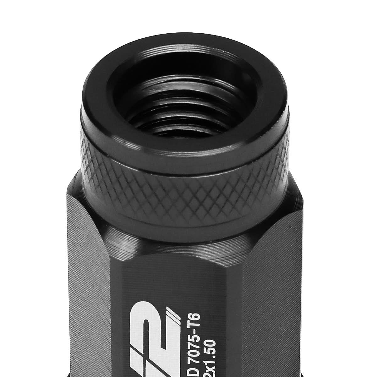 70MM Open-End Aluminum Lug Nuts M12x1.5 20PC Set with Adapter Black