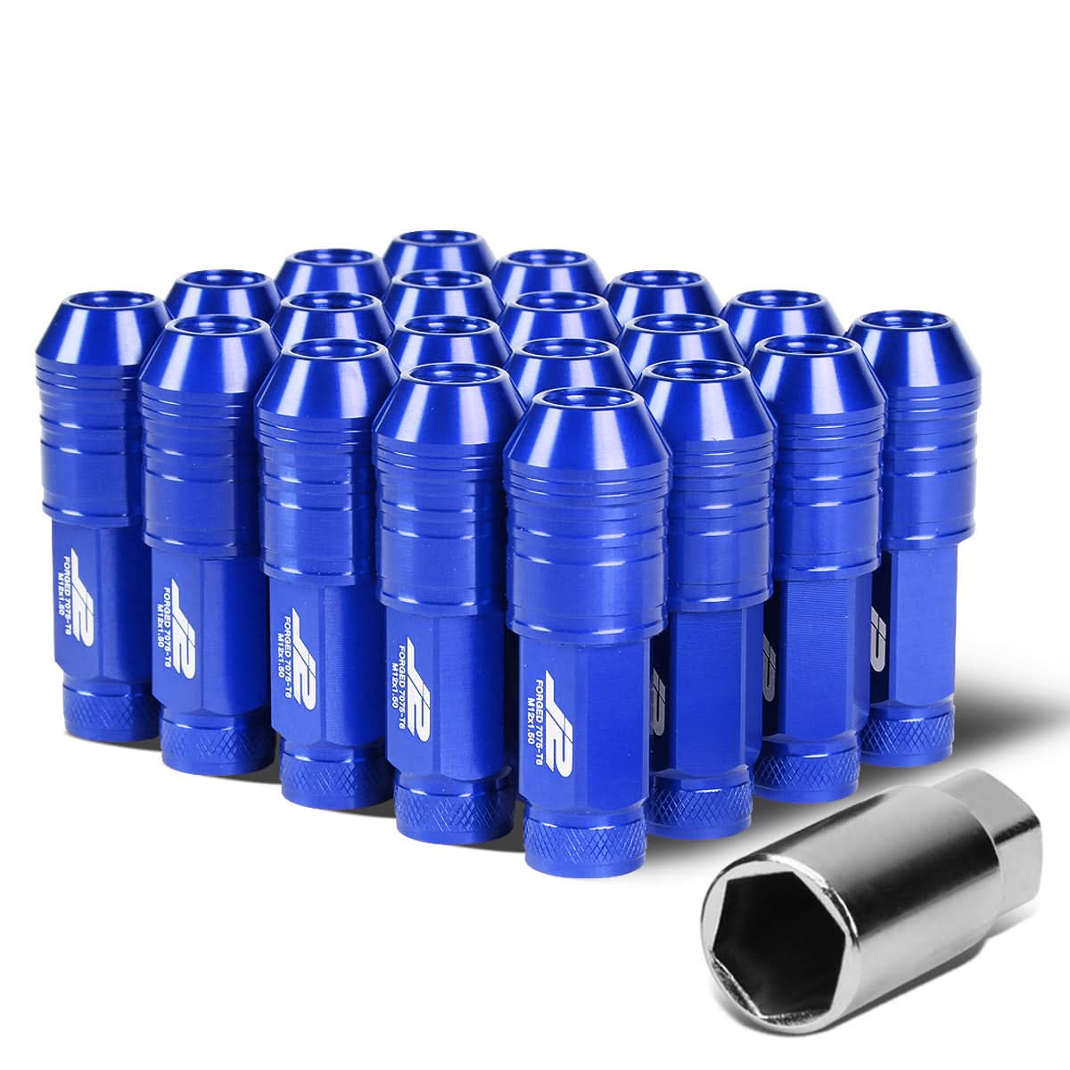 Universal Blue Aluminum Lug Nuts - 70MM Open End M12x1.5 20PC Set