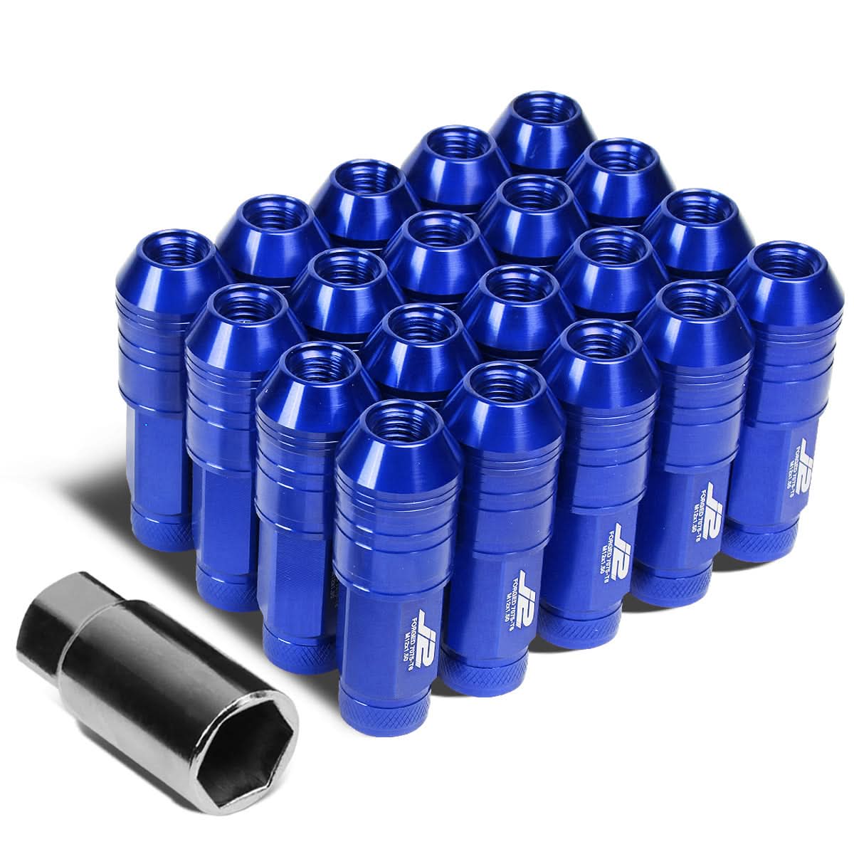 Universal Blue Aluminum Lug Nuts - 70MM Open End M12x1.5 20PC Set
