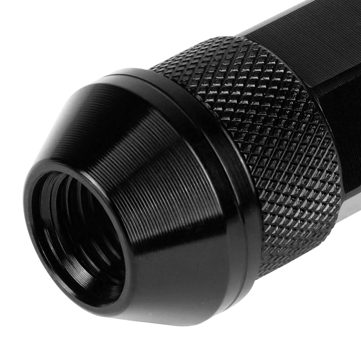 Aluminum Lug Nuts Open-End 70MM M12X1.25 20PCS w/ Adapter Black