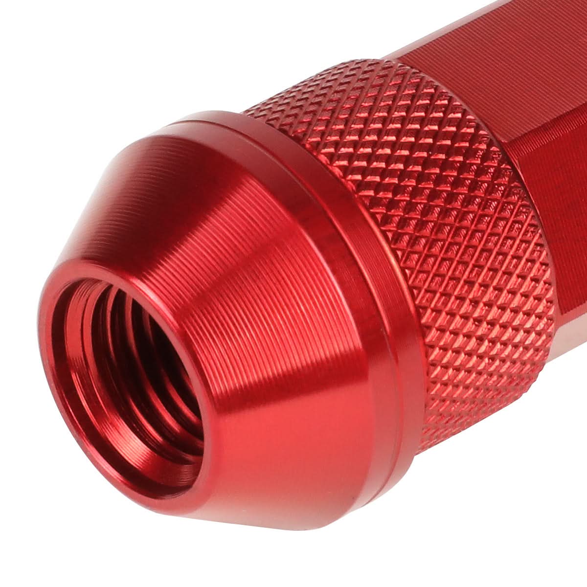 M12x1.25 70mm Open-End Aluminum Lug Nuts 20pc Set Red