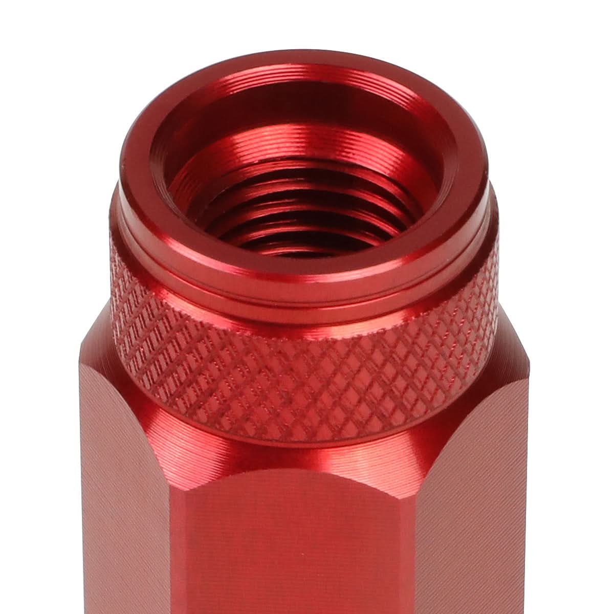 M12x1.25 70mm Open-End Aluminum Lug Nuts 20pc Set Red