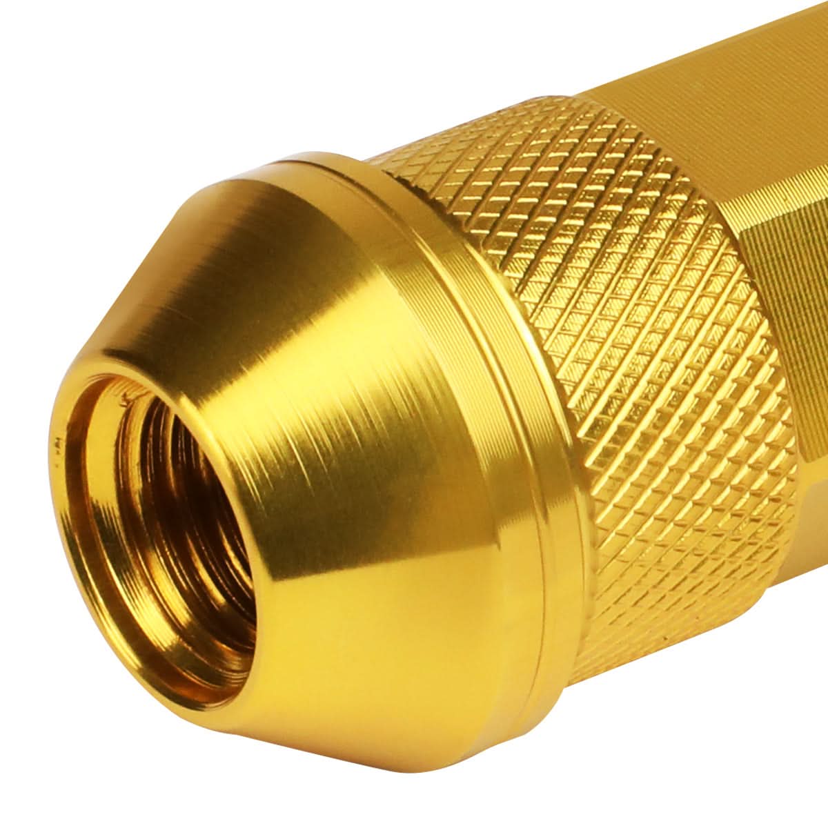 Open-End Aluminum Lug Nuts 70mm M12x1.5 Gold 20pc Set with Key