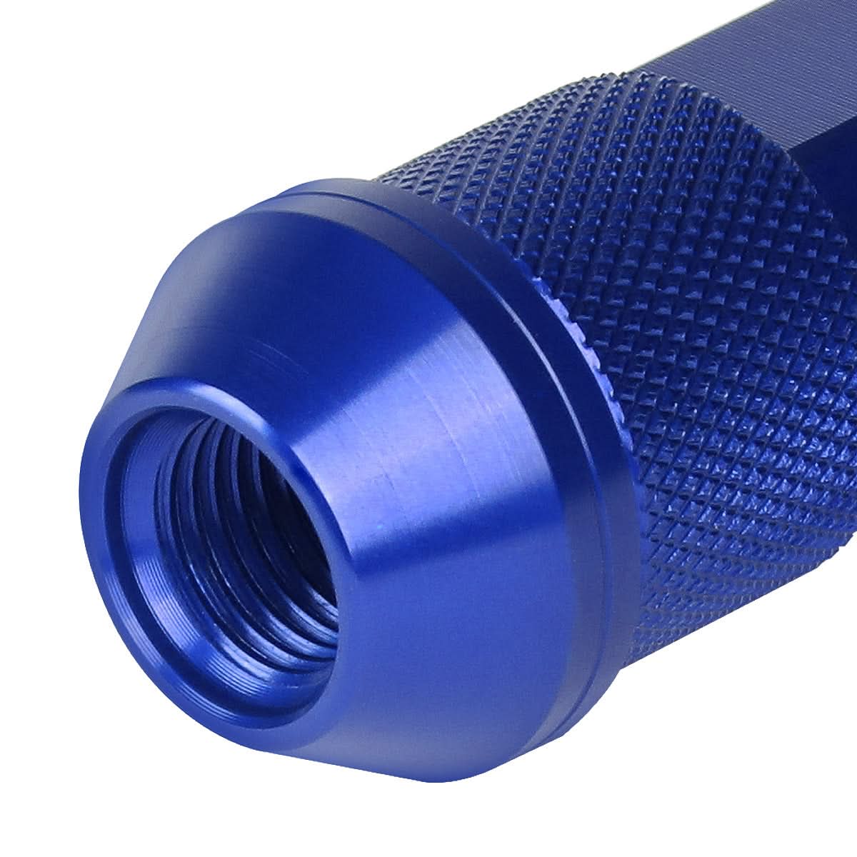 Aluminum Lug Nuts Open End 90mm M12x1.25 20pc Set with Adapter Blue