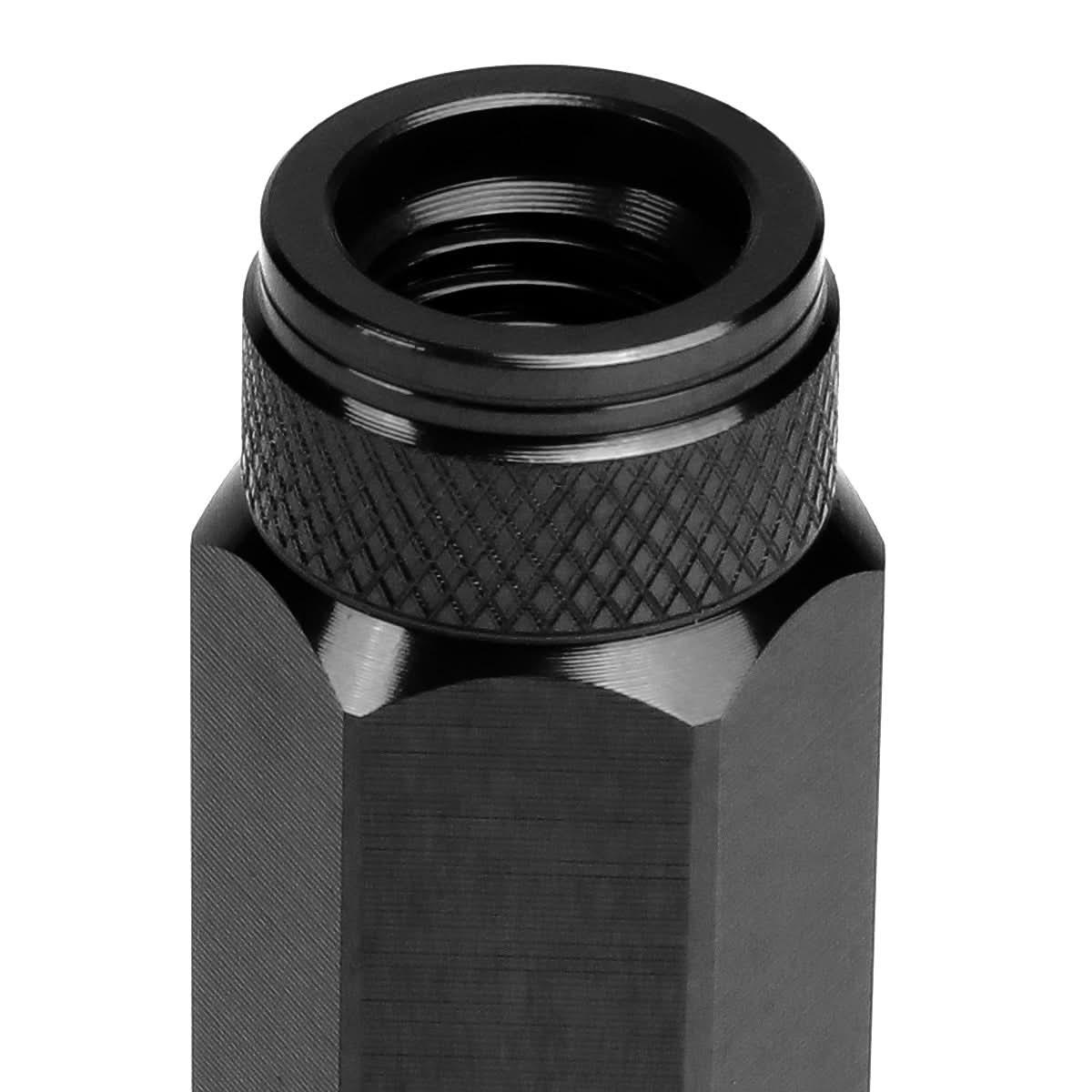 Universal Aluminum Open-End Lug Nuts 90MM M12X1.5 20PCS with Adapter Black