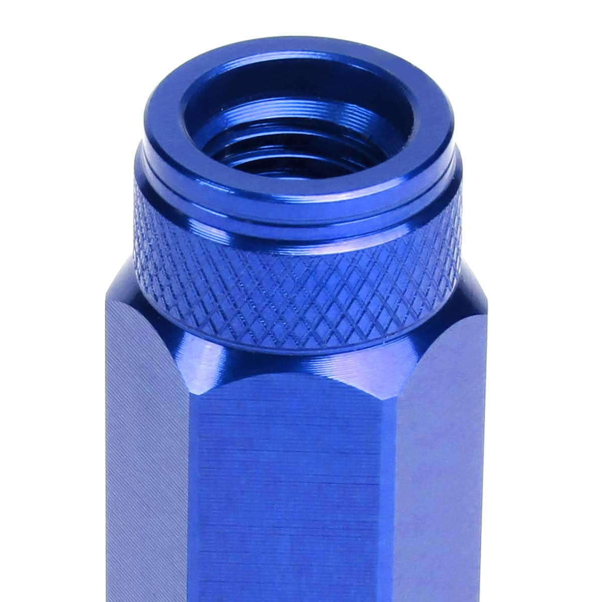 Aluminum Lug Nuts Open End 90mm M12x1.5 20pc Set with Adapter Blue