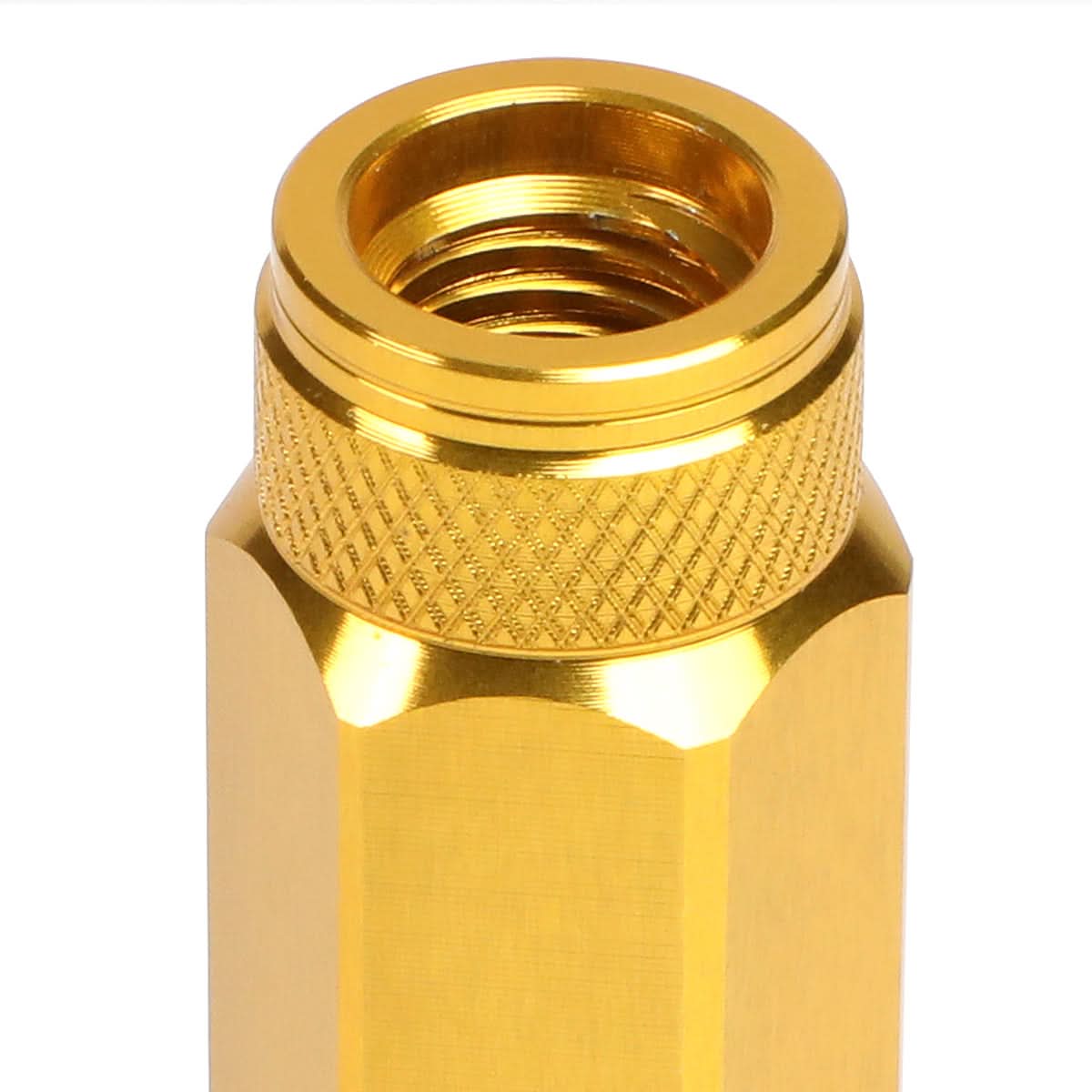 Aluminum Open-End Lug Nuts 90MM M12X1.5 20PCS w/ Adapter Gold