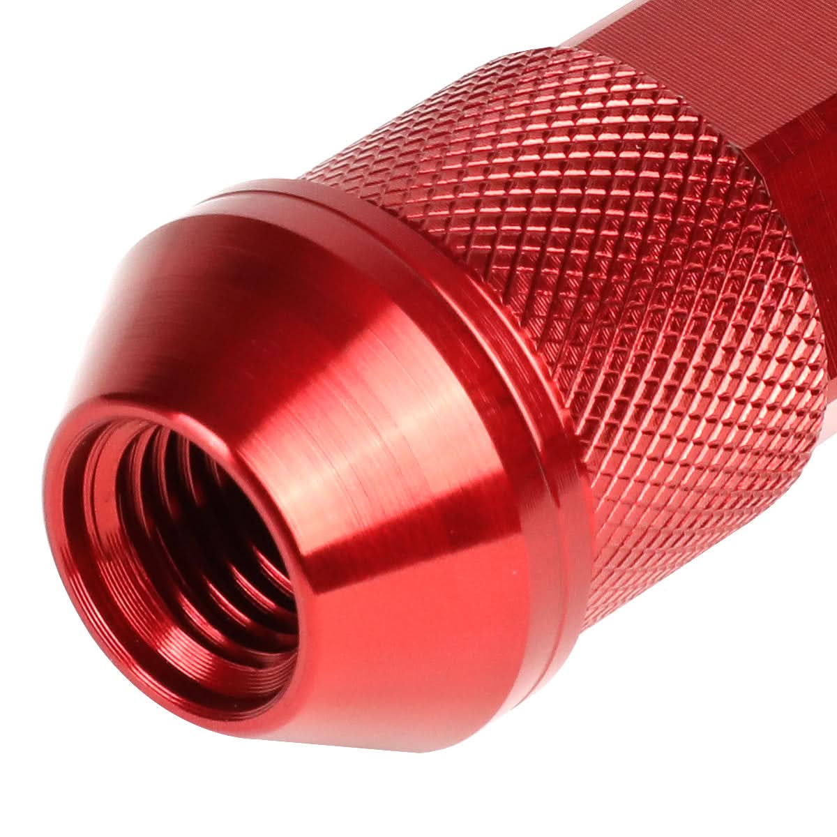 Aluminum Open-End Lug Nuts M12x1.5 90mm Red 20 Piece Set w/ Adapter