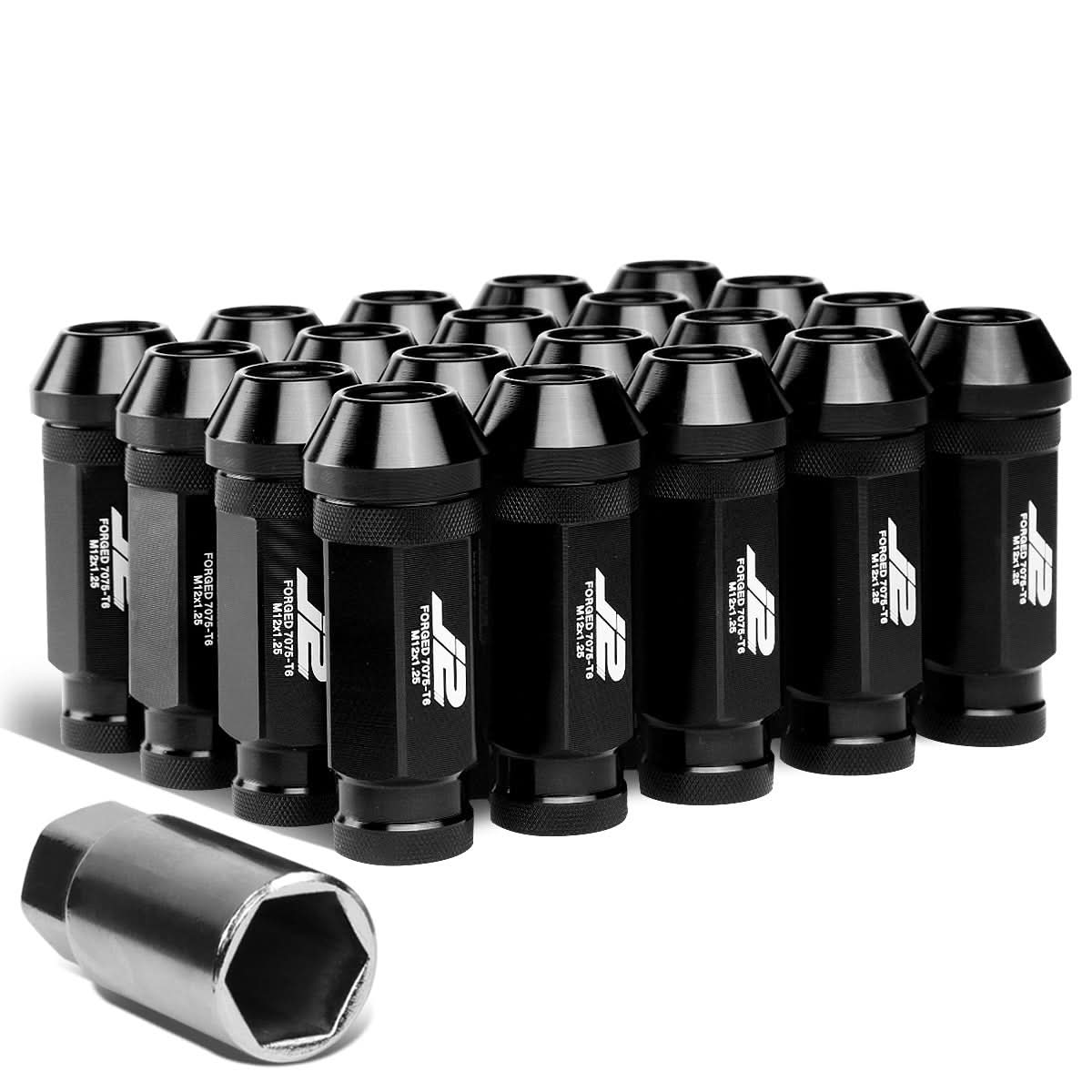 Universal Aluminum Lug Nuts Open End 60MM M12x1.25 20PC Kit w/ Adapter