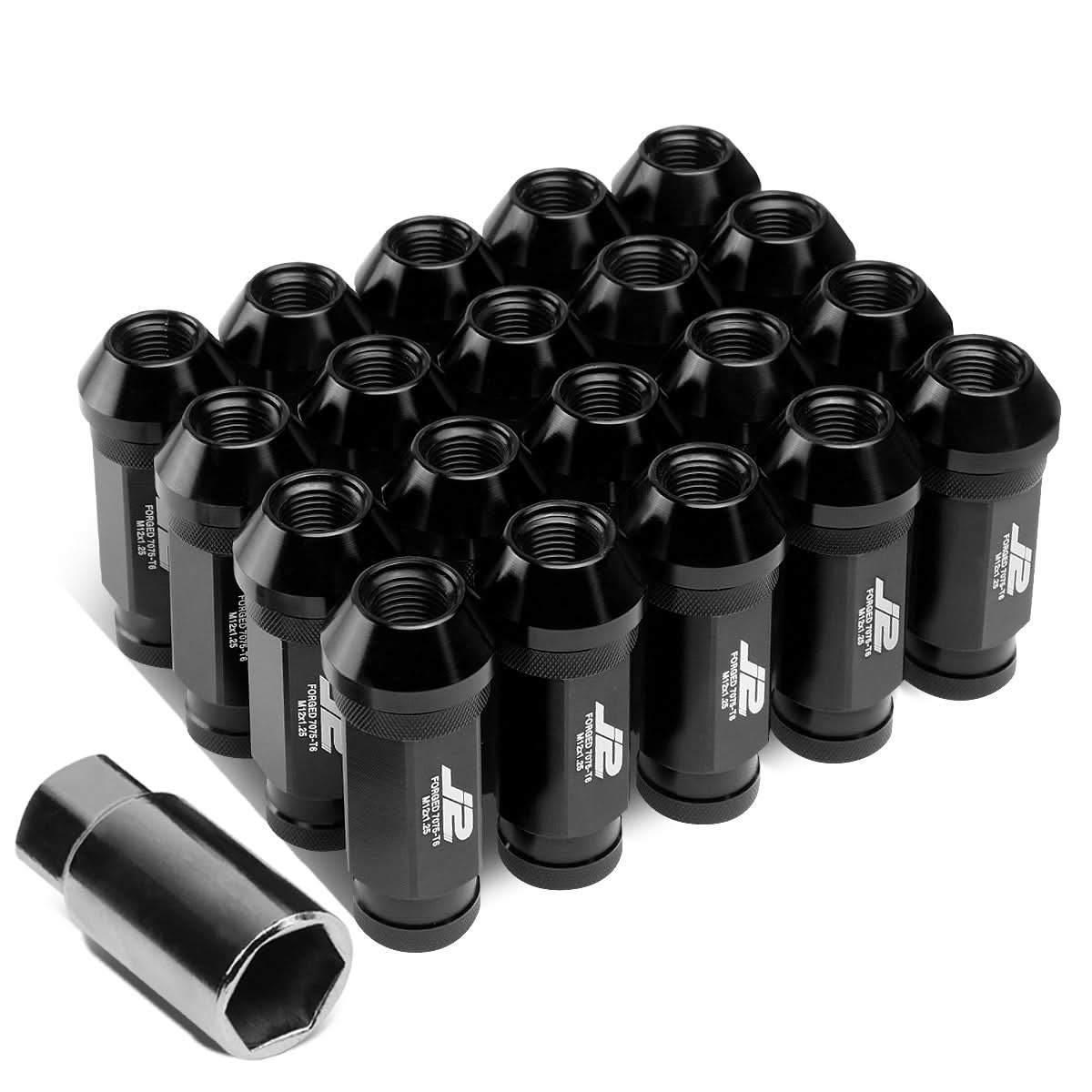 Universal Aluminum Lug Nuts Open End 60MM M12x1.25 20PC Kit w/ Adapter
