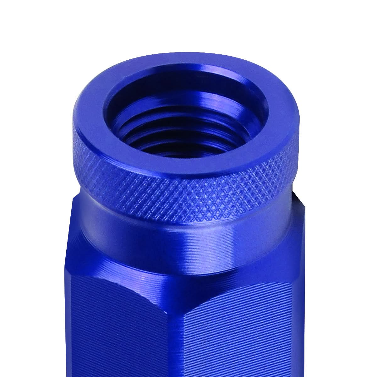 Aluminum Open-End Lug Nuts 60mm M12x1.25 Blue 20pcs w/ Adapter