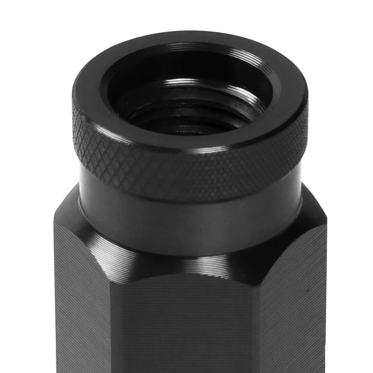 60MM Open-End Aluminum Lug Nuts M12x1.5 20PCS w/ Adapter Black