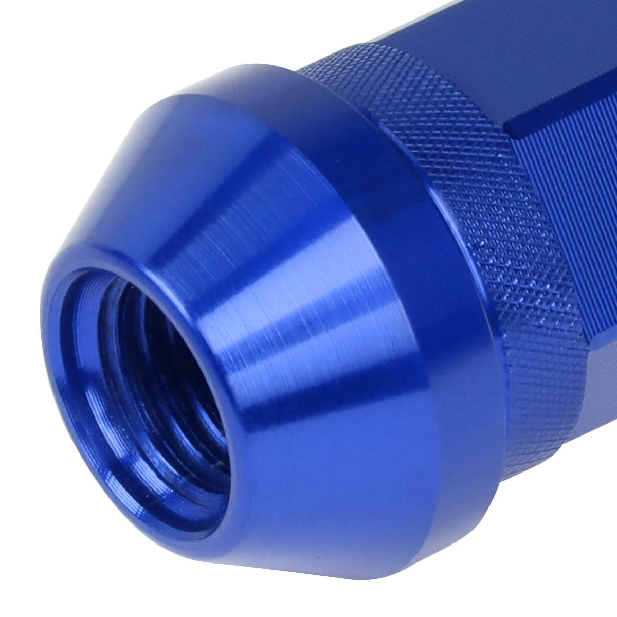 Aluminum Open-End Lug Nuts 60MM M12X1.5 20PCS w/ Adapter Blue