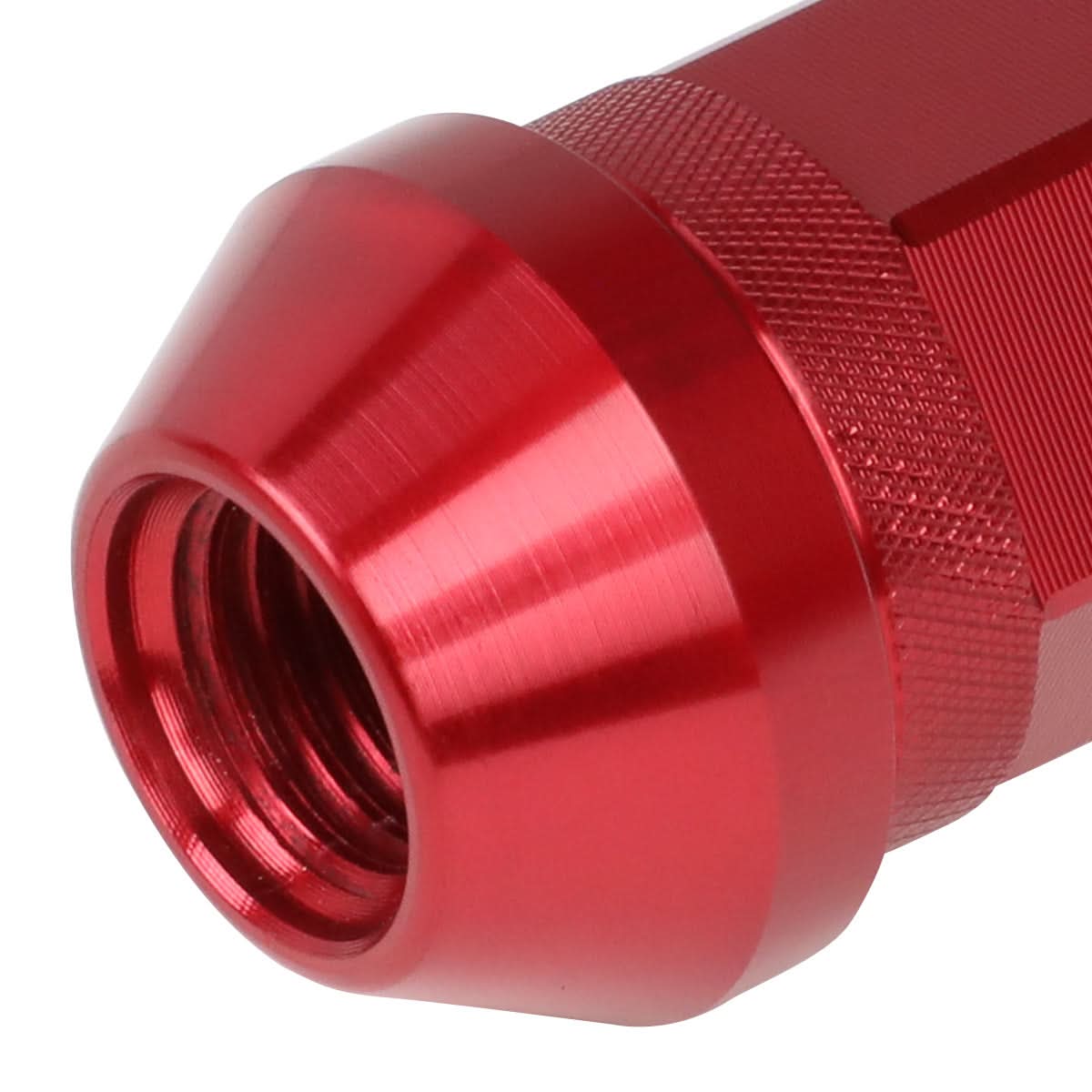 Red Aluminum Open-End Lug Nuts M12x1.5 60MM 20PCS Set w/ Adapter