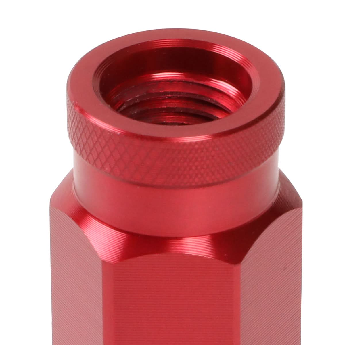 Red Aluminum Open-End Lug Nuts M12x1.5 60MM 20PCS Set w/ Adapter