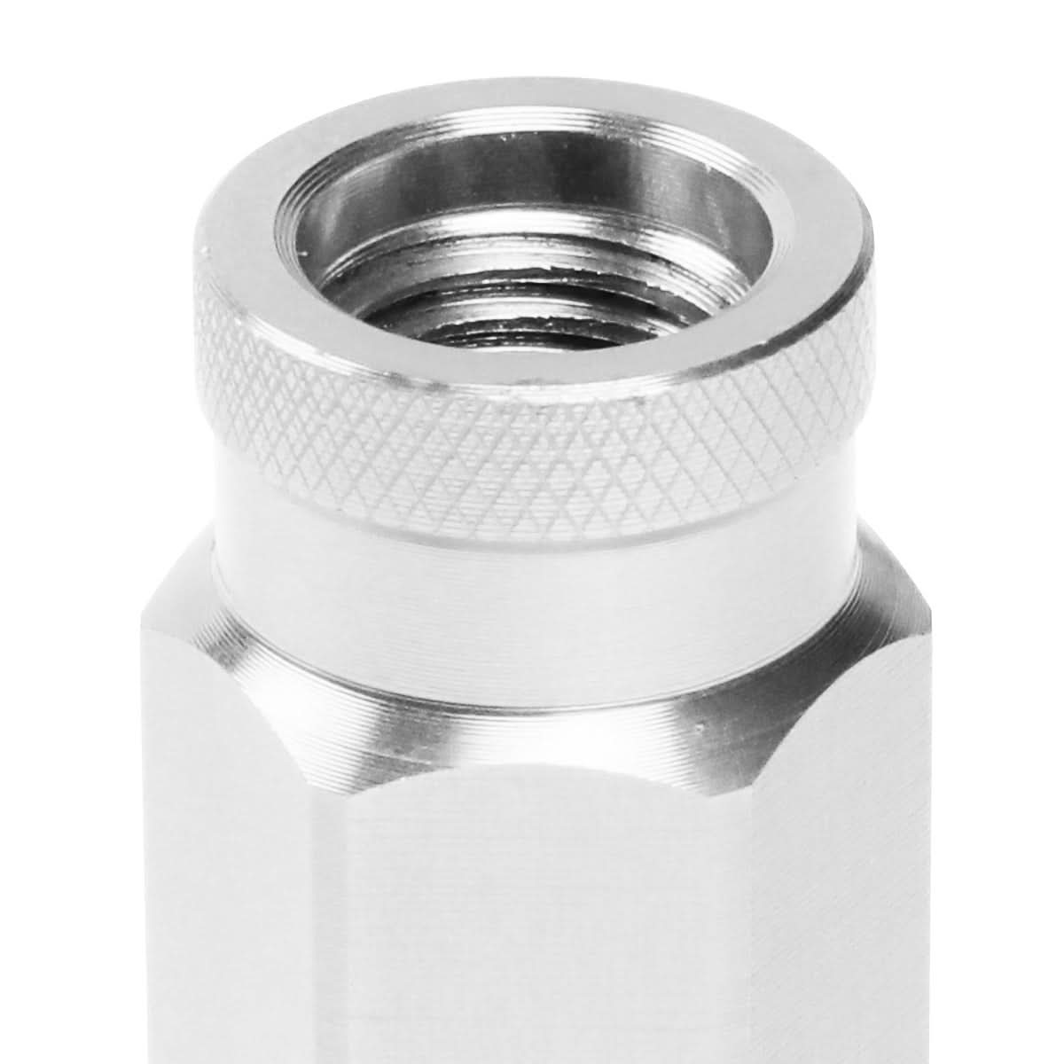 Aluminum Open-End Lug Nuts 60MM M12x1.5 20PCS w/ Adapter Silver