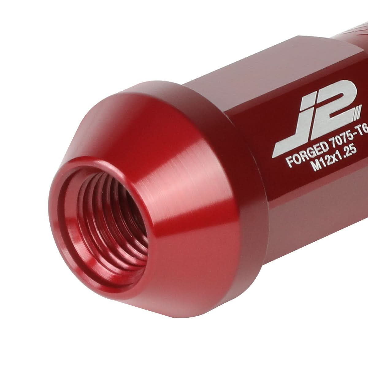 M12x1.25 50mm Open-End Aluminum Lug Nuts 20pc Set w/ Adapter Red