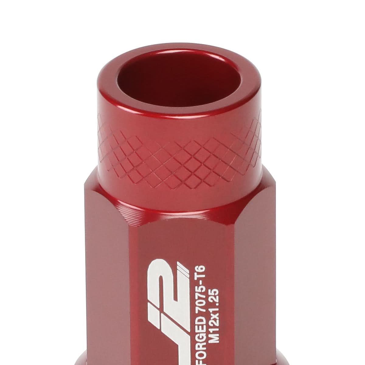 M12x1.25 50mm Open-End Aluminum Lug Nuts 20pc Set w/ Adapter Red