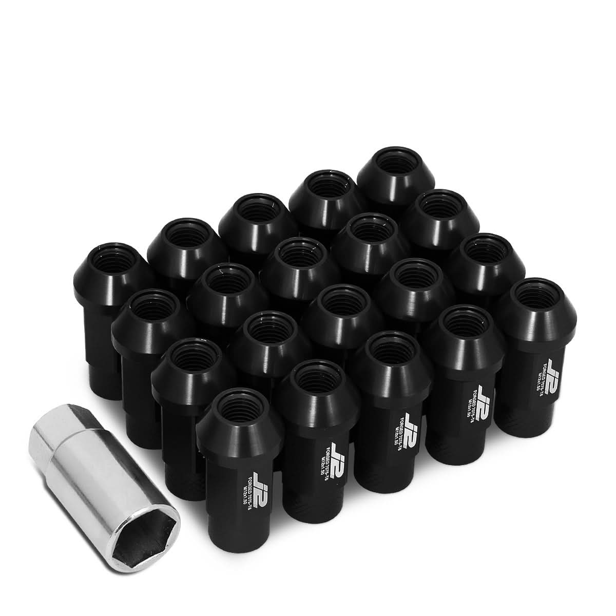 Aluminum Lug Nuts 50mm Open End M12x1.5 Thread 20pc Set with Adapter