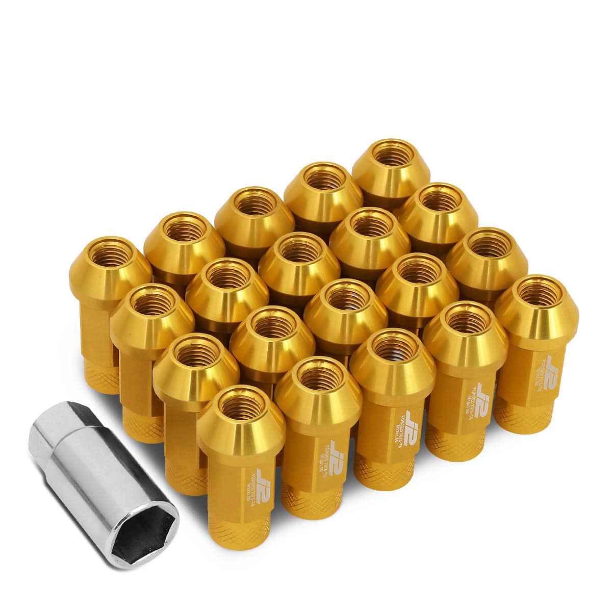 Universal Aluminum Open-End Lug Nuts 50MM M12X1.5 20PCS Gold