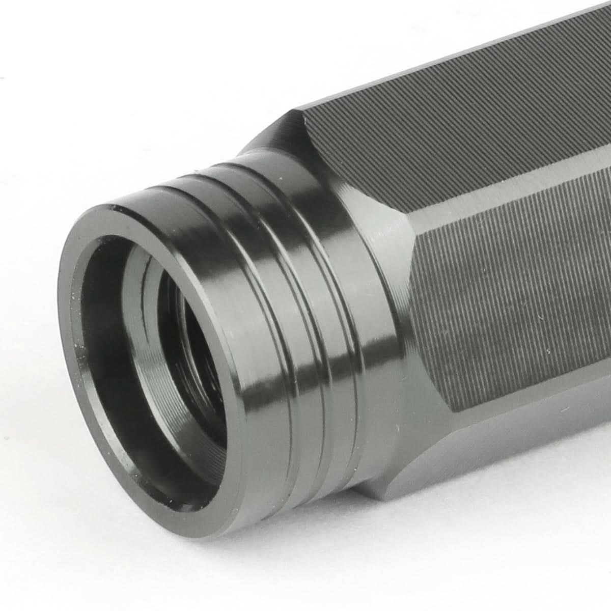 M12 x 1.5 Extended Acorn Lug Nuts 90mm Gun Metal Aluminum 20pc