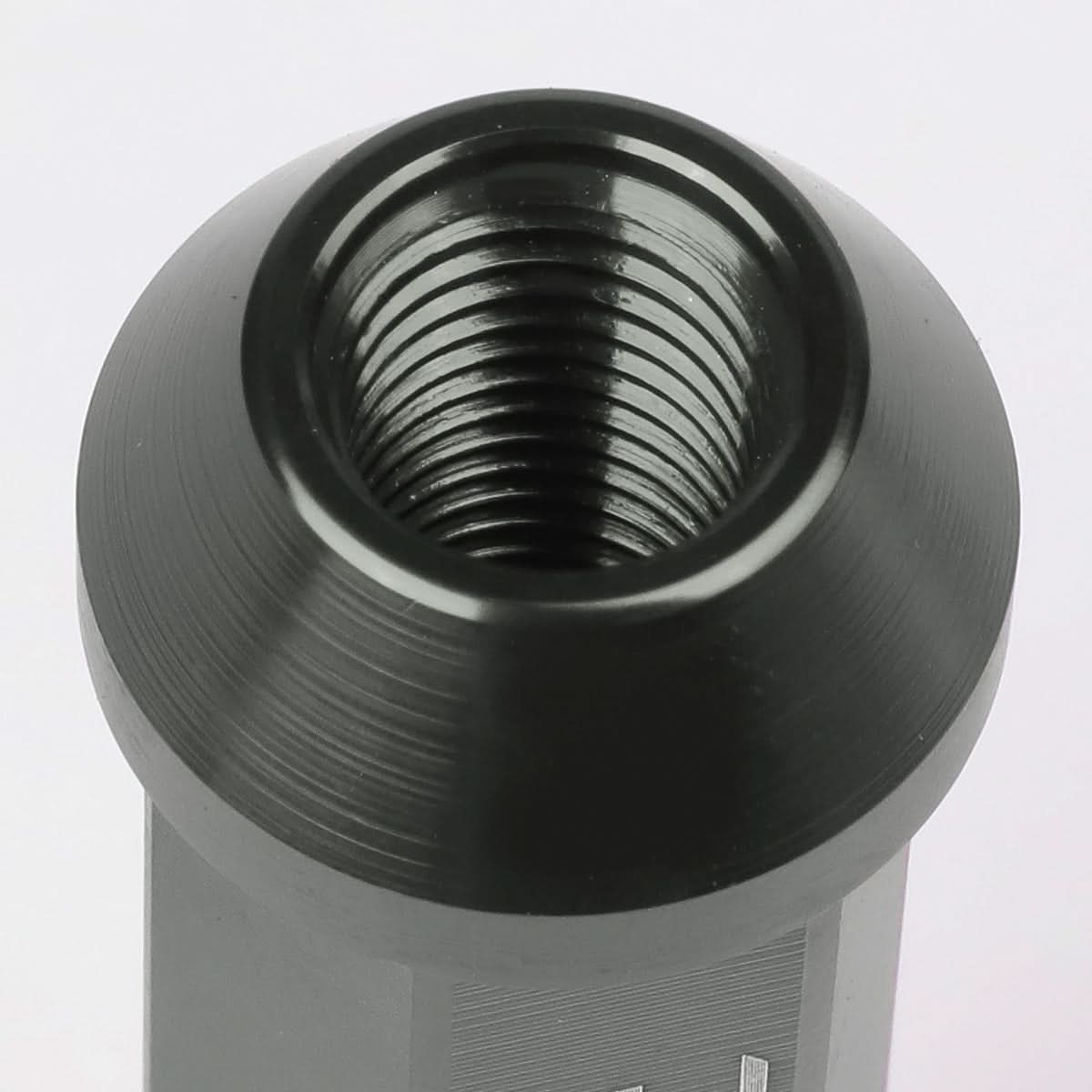 M12 x 1.5 Extended Acorn Lug Nuts 90mm Gun Metal Aluminum 20pc