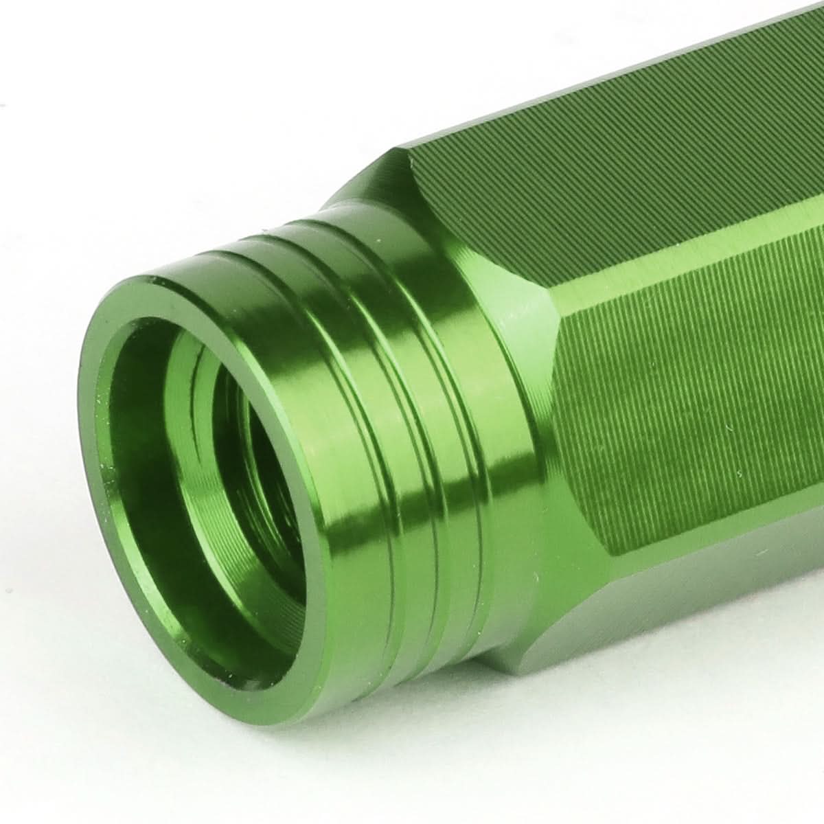 M12 x 1.5 Extended Acorn Lug Nuts 90mm Green Aluminum 20pc Set