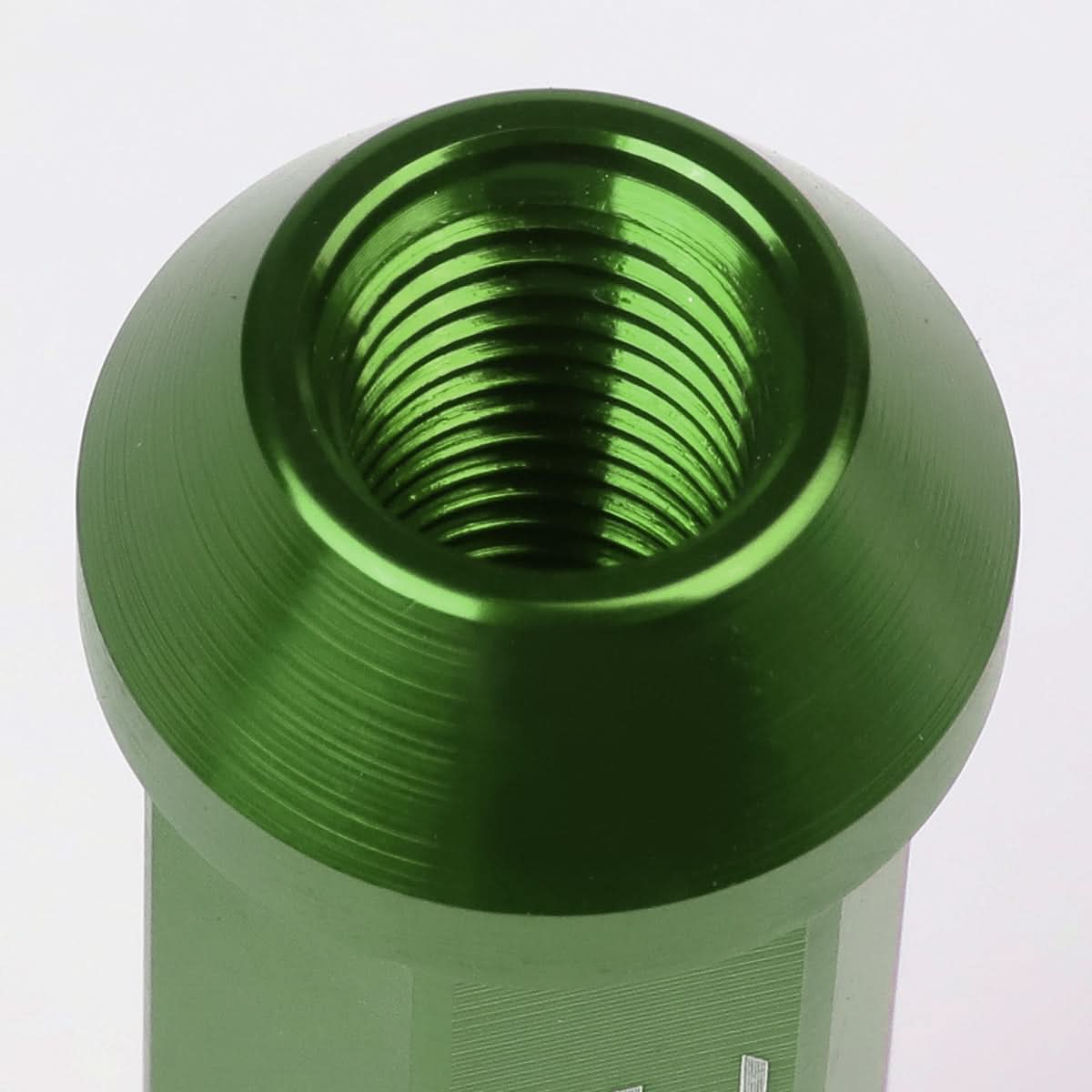 M12 x 1.5 Extended Acorn Lug Nuts 90mm Green Aluminum 20pc Set