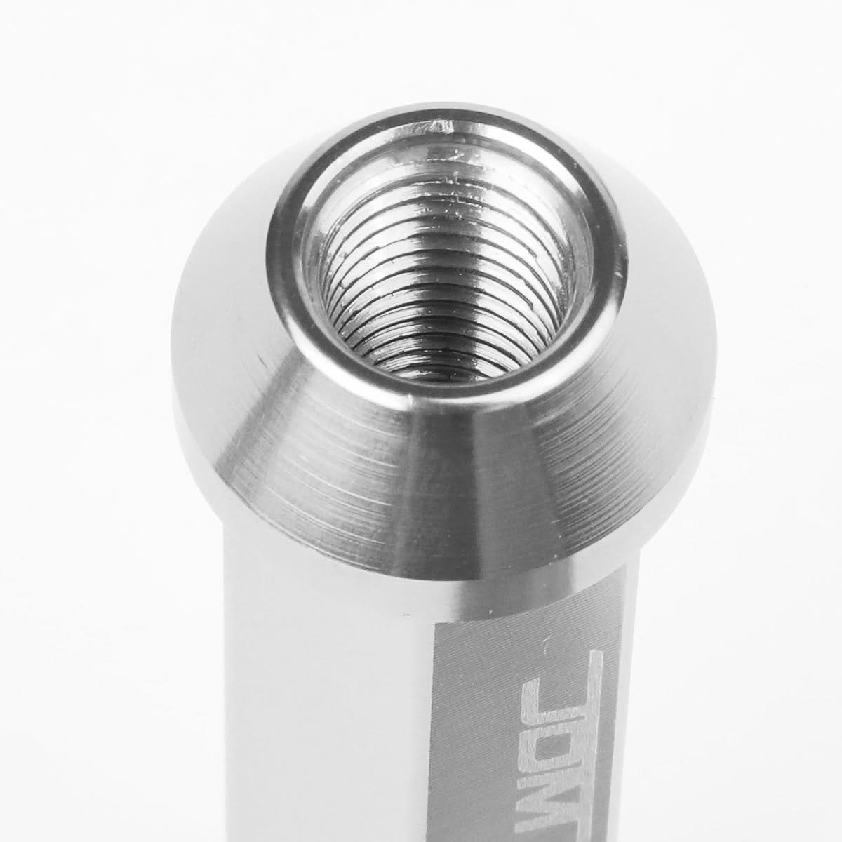 M12 x 1.5 Extended Acorn Lug Nuts 90mm Silver Aluminum 20pc Set