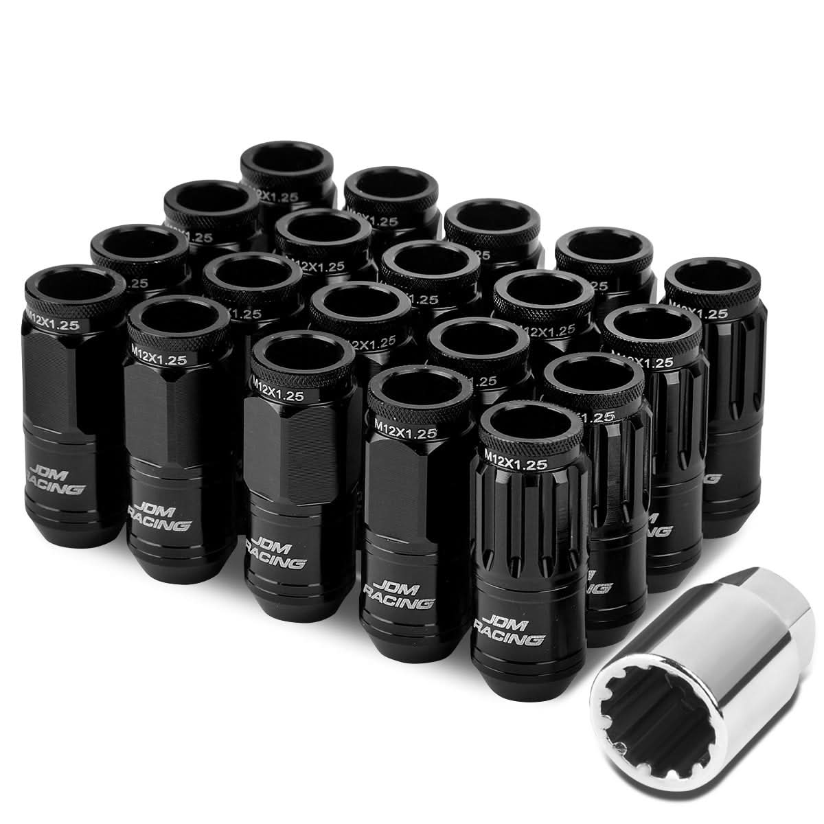 M12 x 1.25 Acorn Style Lug Nuts Set - 16 Pcs + 4 Locks Aluminum