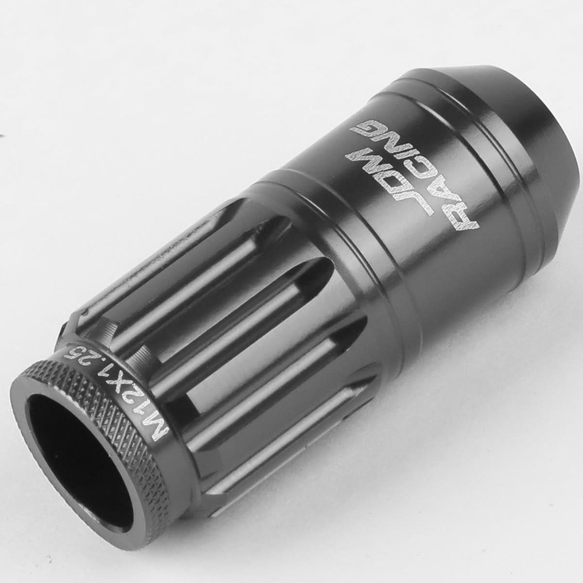 M12 x 1.25 Acorn Style Lug Nuts 16pc + 4 Locks Gun Metal Aluminum