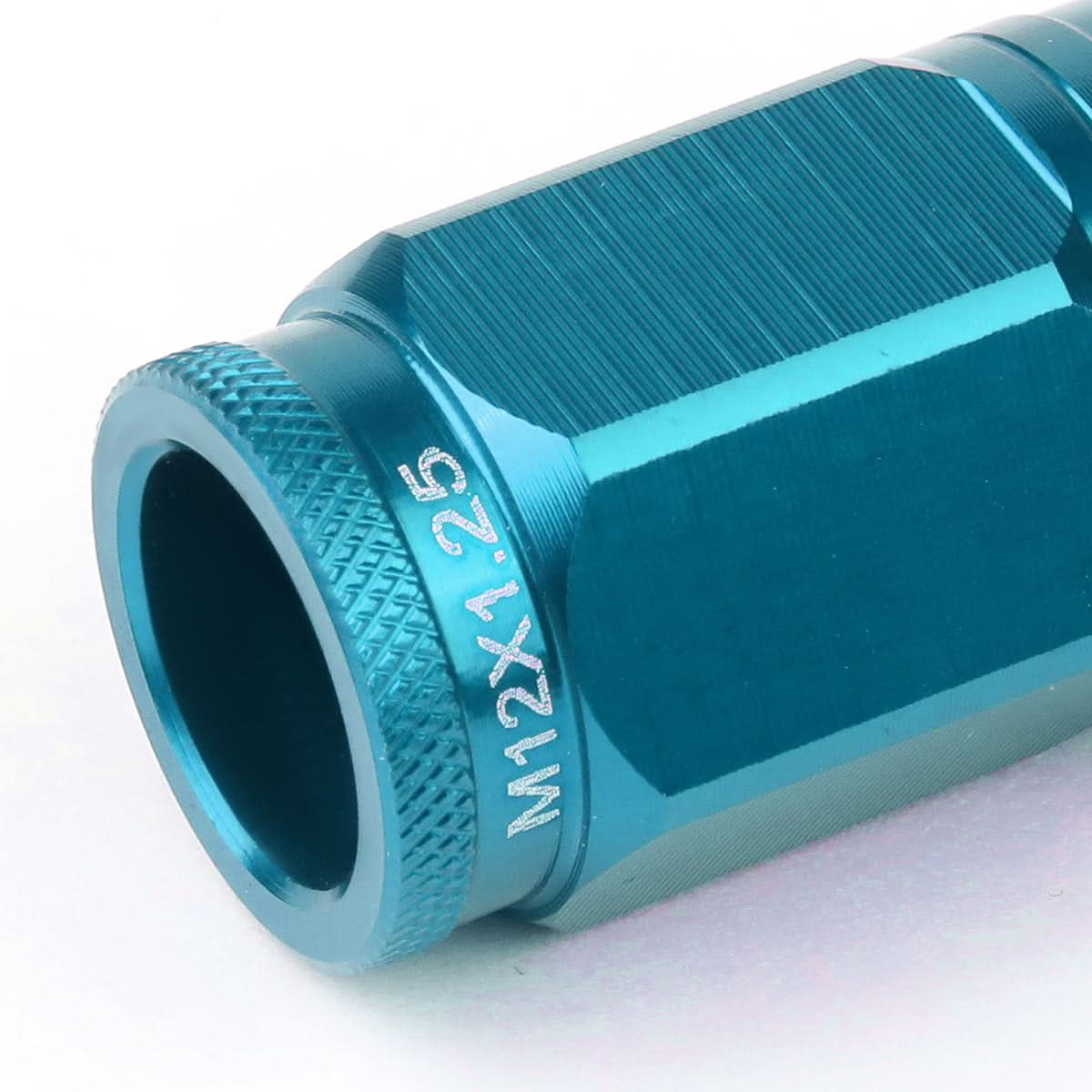 M12 x 1.25 Acorn Style Lug Nuts 50mm Tall Light Blue Aluminum 16pcs