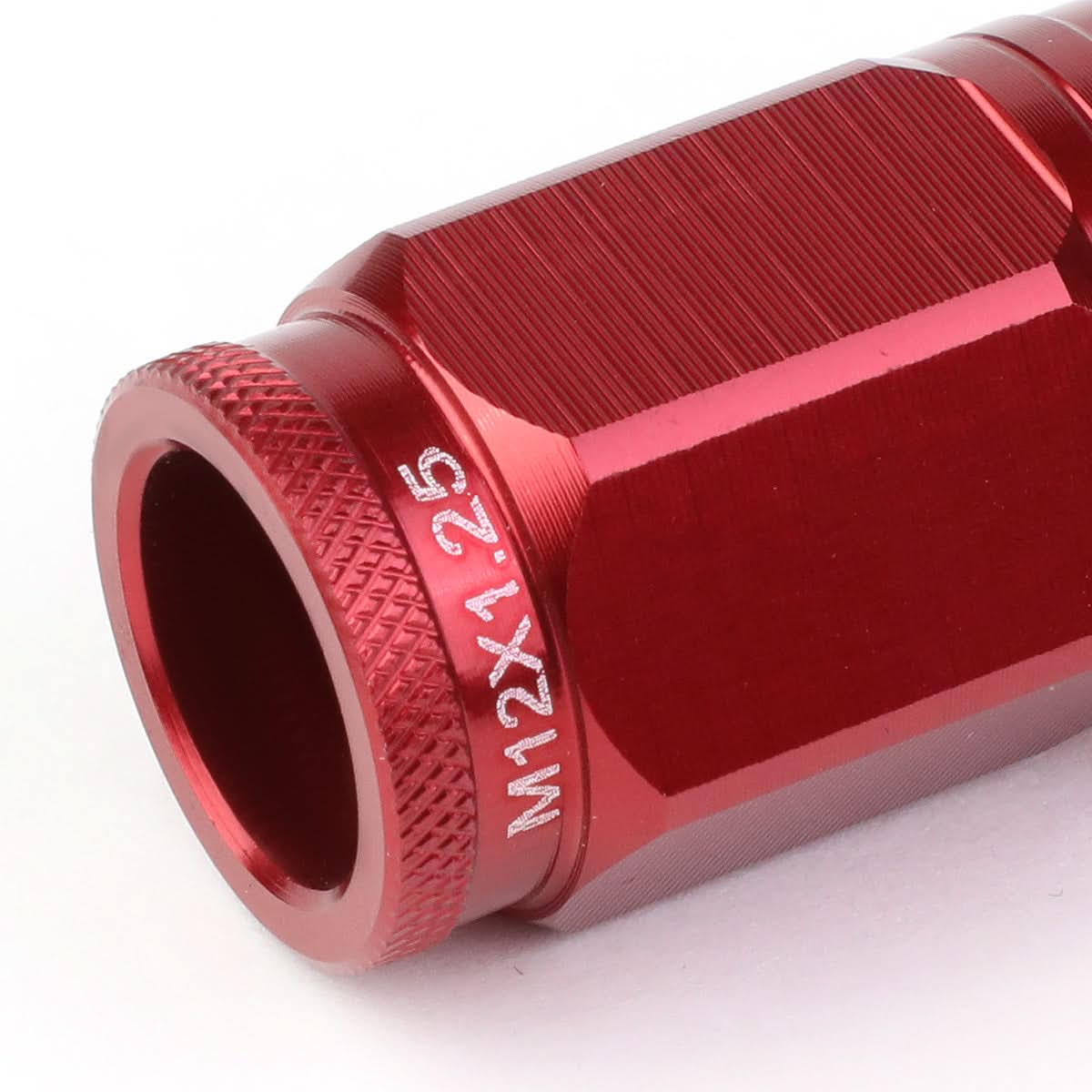 Acorn Style Aluminum Lug Nuts M12x1.25 50mm Red 16pcs + 4 Locks