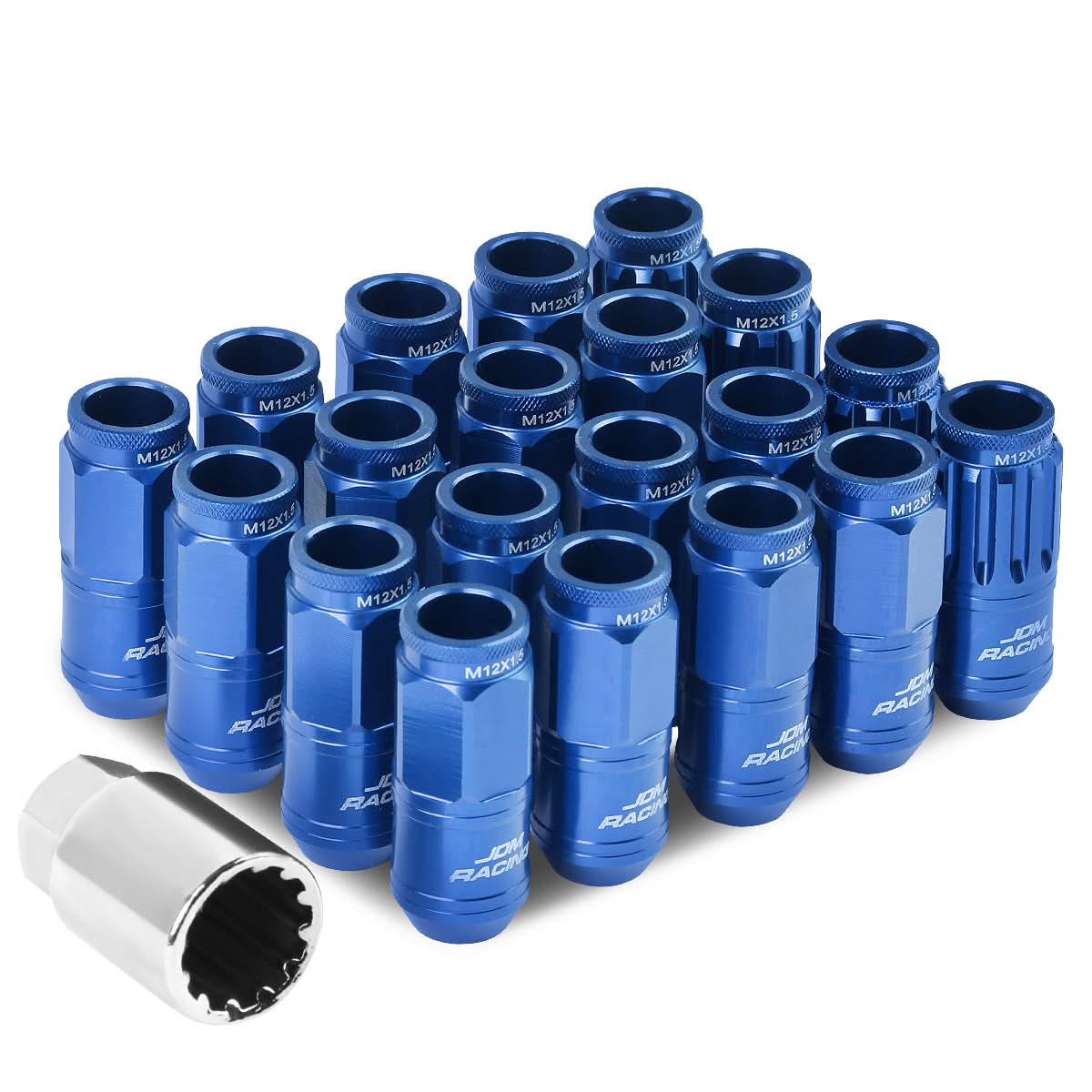 M12 x 1.5 Acorn Style Lug Nuts with Locks - Aluminum Blue