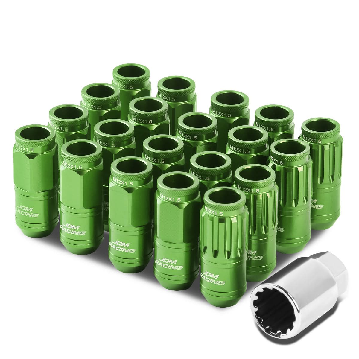 M12 x 1.5 Acorn Style Lug Nuts Set with Locks - Aluminum Green