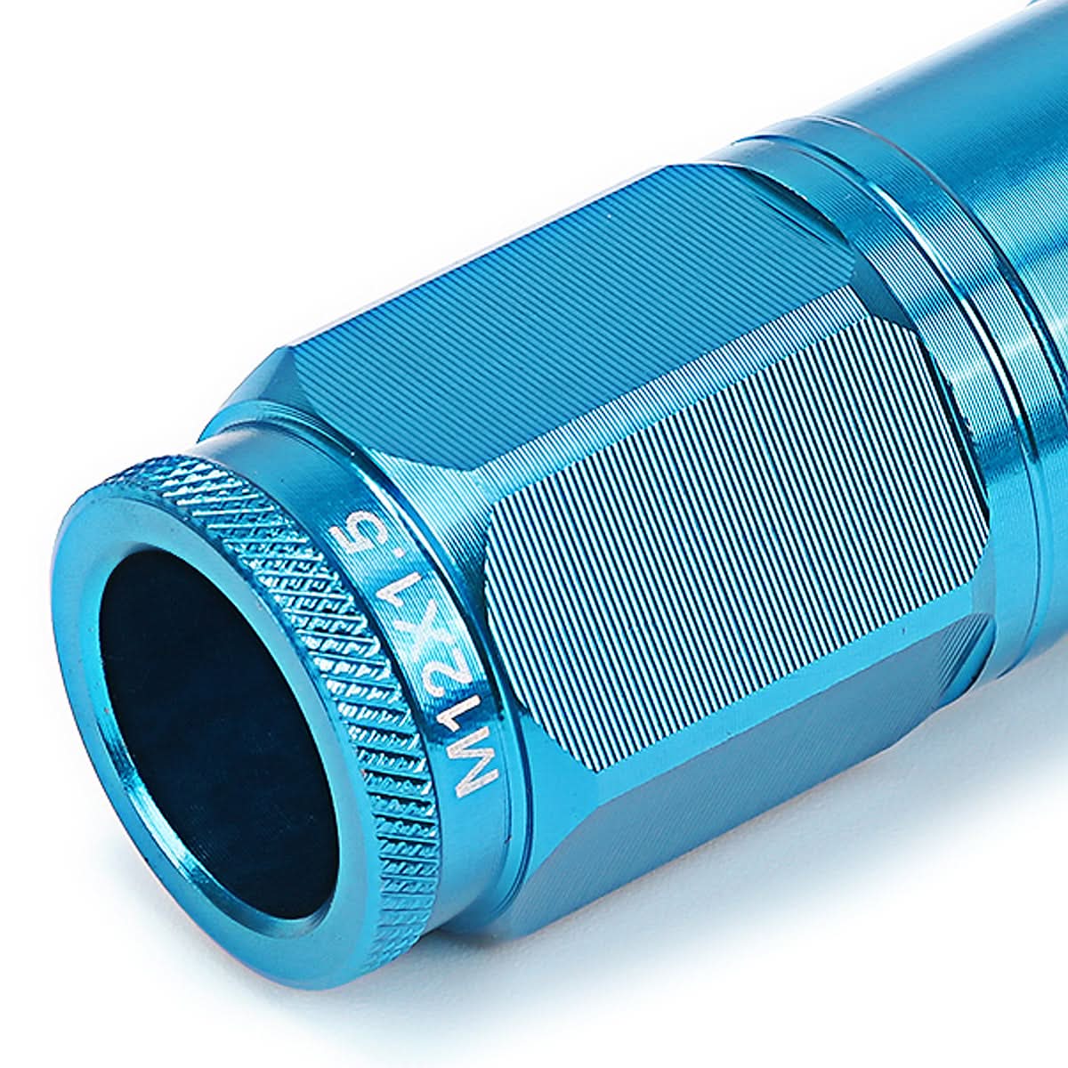 Aluminum Acorn Lug Nuts M12x1.5 50mm Light Blue 16pcs + 4 Locks