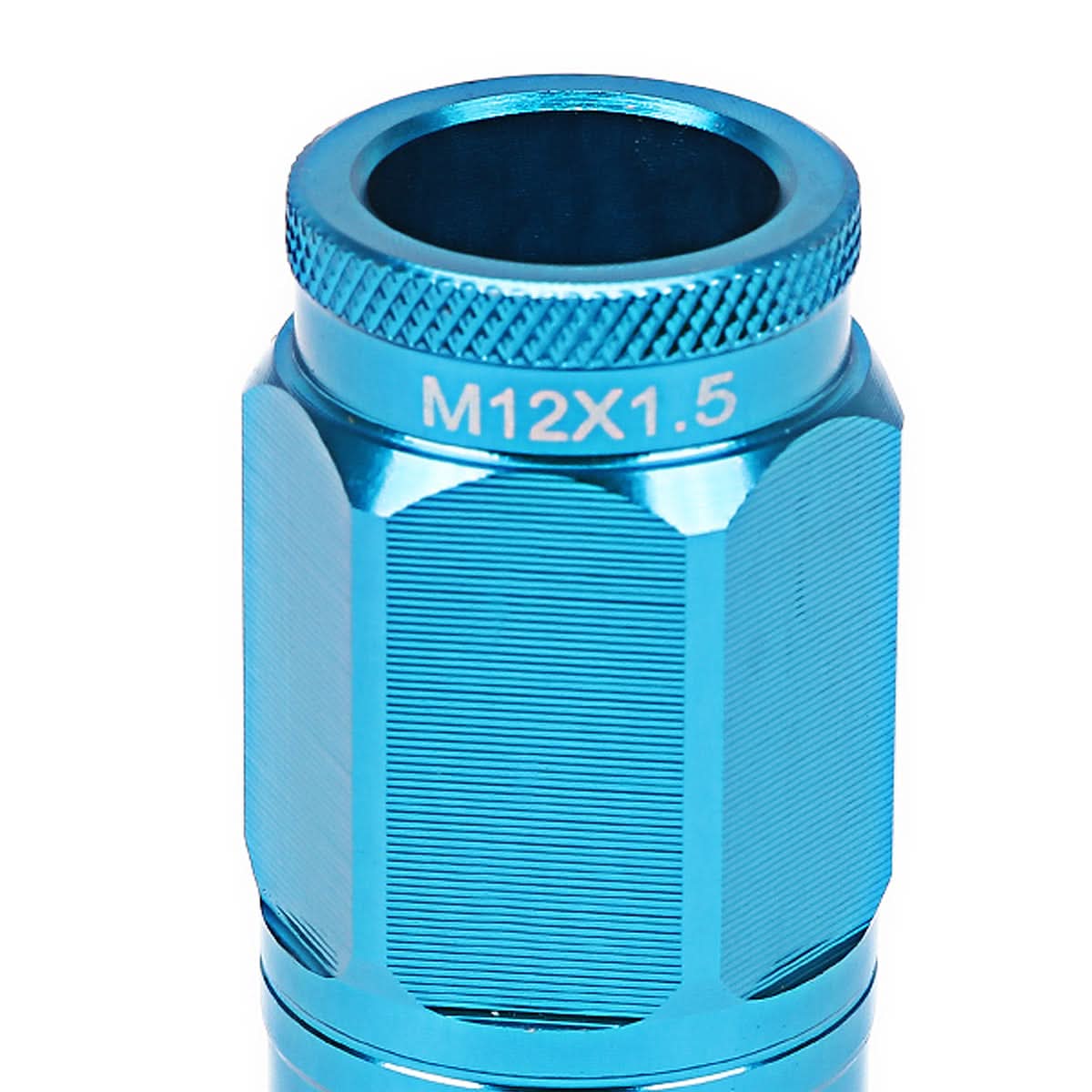 Aluminum Acorn Lug Nuts M12x1.5 50mm Light Blue 16pcs + 4 Locks