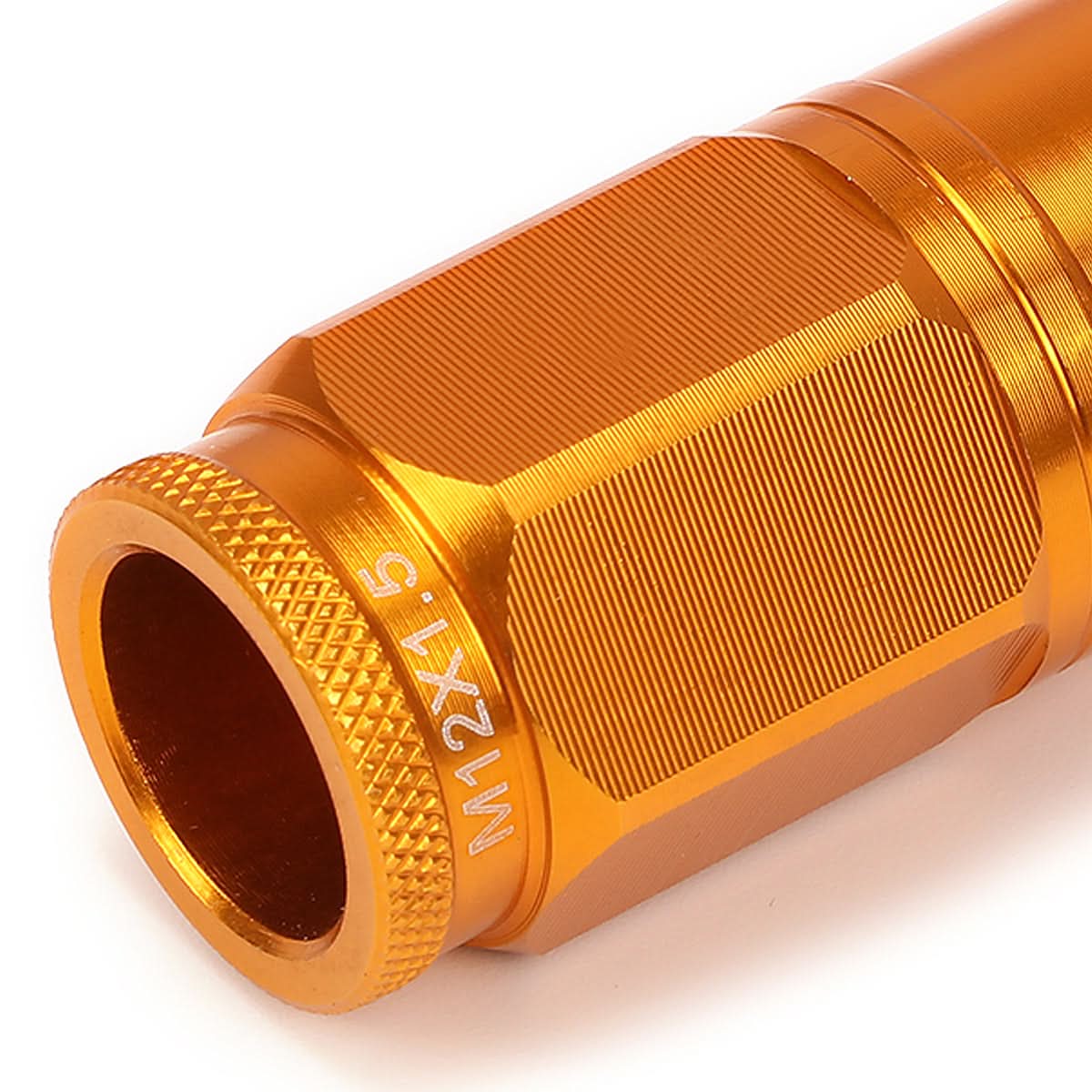 M12 x 1.5 Acorn Style Lug Nuts Set - Aluminum Orange 16pcs + 4 Locks