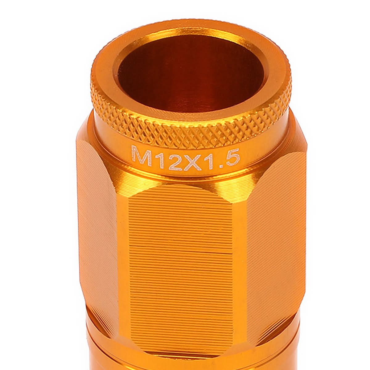 M12 x 1.5 Acorn Style Lug Nuts Set - Aluminum Orange 16pcs + 4 Locks